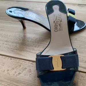 Salvatore Ferragamo Glory Sandals in Navy
